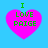 Four identical pink heart-shaped icons with green text "I LOVE PAIGE" on a blue background, arranged in a