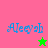 Pixelated blue text 'Aleyah' appears on four colored backgrounds with a star symbol changing color between frames.