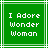 Two identical green square icons with white pixelated text reading "I Adore Wonder Woman" arranged side-by-side in a contact sheet layout.