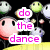 Pixelated cartoon characters with simple faces on a black background, featuring text overlays in pink and green.