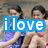 A pixelated image of a person in a purple swimsuit with text overlays reading "i love DARA" and "BERN STEIN" on separate sections.