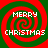 Four identical red and green spiral patterns arranged in a , each containing the text "MERRY CHRISTMAS" in white pixelated letters