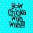Four identical pixelated text icons on a cyan background with white dots, each displaying 'Rok Chicks Man' in dark blue block letters.