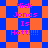 Pixelated text 'Nick Jonas Is Hott!!!!!' on a blue and orange checkered background with animated shifting patterns.