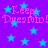 Purple background with scattered light blue stars and repeated pink text reading "Keep Dreaming!" in pixelated font.