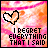 Animated pixel art icon with pink and orange striped background, heart symbol changing shape across frames, text "I REGRET EVERYTHING THAT I SAID" in black block letters.