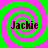 Four identical spiral patterns with alternating green and pink rings, each containing the text 'Jackie' in dark brown pixelated font.