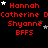 Red text on black background with white and gray stars, displaying repeated names and 'BFFS' in a pattern