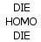 Static pixelated black text on white background arranged in three lines with visible dithering and anti-aliasing artifacts.