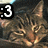Pixelated image of a cat with brown and black fur, featuring a white number '3' in the top-left corner on a dark background.