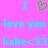 Pixelated cyan text and green heart symbol on bright pink background, repeated in two with identical content