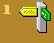 Pixelated yellow and green directional sign icon with 'link' text on brown background, showing animation changes in background letters.