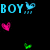 Pixelated text and heart symbols on a black background with green, blue, pink, and white elements.