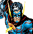 A pixelated animated buddy icon featuring a DC Comics character in blue and red costume with yellow lightning effects, alongside green text reading "Original Icons .com" on a dark background.
