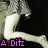 A pixelated image of a person in motion, wearing a short skirt and sneakers, with visible text overlays.