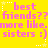 Yellow background with pink text repeating 'best friends?? friends?? friends?? more like.more like.more like. sisters :) sisters :) sisters :)' and white star decorations.
