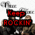Animated icon shows four people in a group with changing text overlays: 'Keep ROCKIN'' then 'With', followed by 'Three Days Grace' and '<3<3<3<3<3'.