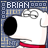 A 4x4 contact sheet of animated frames featuring Brian from Family Guy, a white dog with glasses and red collar against a blue patterned background with 'BRIAN' text.