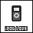 Pixel art of nine iPod-like devices in various colors with 'iPOD LOVE' text below each, one empty