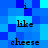 Blue pixelated background with repeated text elements arranged in a pattern