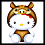 Hello Kitty in a brown pig costume with orange accents, shown from multiple angles including front and side views.