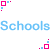 Pixelated graphic with blue and orange text reading 'Schools out for the Summer!' surrounded by pink and light blue square corner accents.