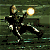 Animated contact sheet showing a character in black and white running with glowing projectiles, alongside "MATRIX RELOADED" text on a dark background.