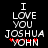 Pixelated text reads "I LOVE YOU JOSHUA" with red star-like symbols above the name, displayed on a black background.