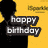 Black silhouette figures on a yellow background with text overlays reading 'happy birthday', 'be safe', and '-edward cullen-' in white lettering.