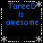 Blue pixelated text 'TareeD is awesome' on black background with white dotted border and star motifs.