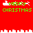 Red background with green "MERRY CHRISTMAS" text and white pixelated icons, featuring a horizontal white line dividing the image into two sections.