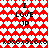 Red and white heart-patterned background with repeated text "I LOVE JP" and "xoxoxoxoxoxo" in black pixelated font.