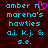 A static pixel art image with cyan text on a dark brown background, featuring a pink heart symbol replacing the 'o' in 'amber n' on the left side.
