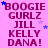 A static image with a pink background displaying repeated text in maroon and blue stars scattered throughout.