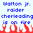 Blue pixelated text on white background with red flame shapes at the bottom, repeating 'Wolton jr. raider cheerleading is on fire' twice.