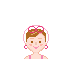 Pixel art animation of a woman in a pink swimsuit diving into water, showing sequential poses from standing to submerged.