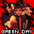 Pixelated animated contact sheet showing two frames of a character with brown hair and dark clothing against red background, with text changing between 'GREEN DAY' and 'OWN YOU!'