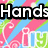 Animated icon with pink, blue, and green diagonal stripes, white hearts, and repeated 'iY' text, displaying changing text overlays.