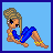 Animated pixel art contact sheet showing a female character in blue pants performing sit-ups across three frames with text reading "i like hockey players" below.