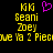 Yellow text on black background with purple heart symbol, showing two identical side-by-side layouts of names and phrases.