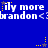 Blue background with repeated white text 'ily more brandon<' and yellow star animations, each star having a trailing dot pattern.