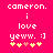 Pixelated text on bright pink background with yellow and orange hearts, showing two animation frames where heart positions shift.