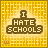 Pixelated icon with 'I HATE SCHOOLS' text on a yellow background, featuring animated text color changes