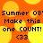 Pixelated orange background with yellow circular shapes and repeated text reading 'Summer 08' Summer 08 Make this one COUNT! <33'.