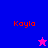 Four quadrants display 'Kayla' text with a star icon; blue and purple backgrounds alternate while the star changes color between pink and dark blue.
