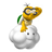Pixelated 48x48 static icon featuring a snowman with a golden trophy on its head, green scarf, and simple facial features against white background.