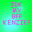 Green background with pink text reading IDK MY BFF KENZIE!! in four identical arranged in a