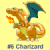 A pixelated 50x50 buddy icon featuring a cartoon dragon on the left and green text on the right, displayed as a contact sheet with two frames.