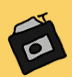 Animated camera icon with black body, gray lens, and antenna, showing starburst effects on yellow background.