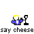 Pixel art of a character with yellow hair and blue jacket holding a microphone, showing text variations across frames.